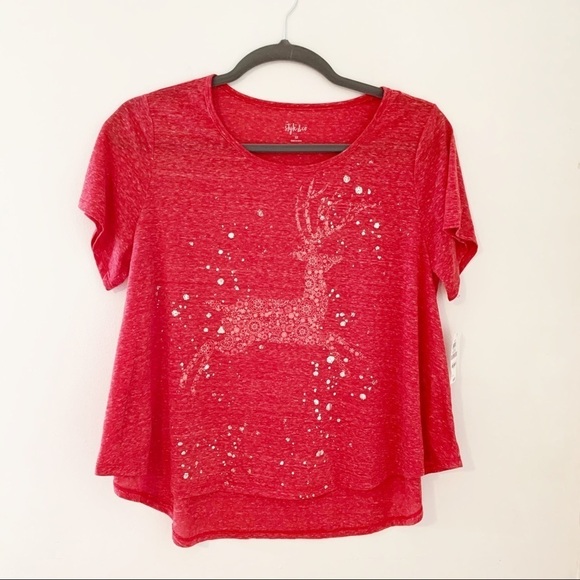 NWT red holiday reindeer top - Picture 2 of 7
